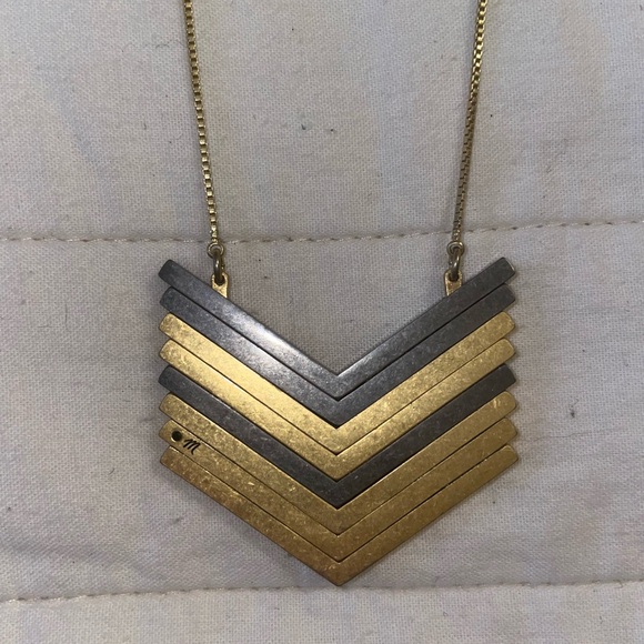 Madewell Jewelry - Madewell Gold and Silver tone Chevron Necklace Adjustable Chain